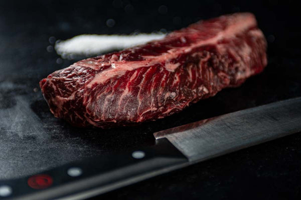 This Certified ONYA® Beef Hanging tender steak also known as a hanger steak or a butcher's steak has a lot of marbling, making it very flavorful and as tender as wagyu. This 100% American Beef Steak is available for sale online with free shipping over $150