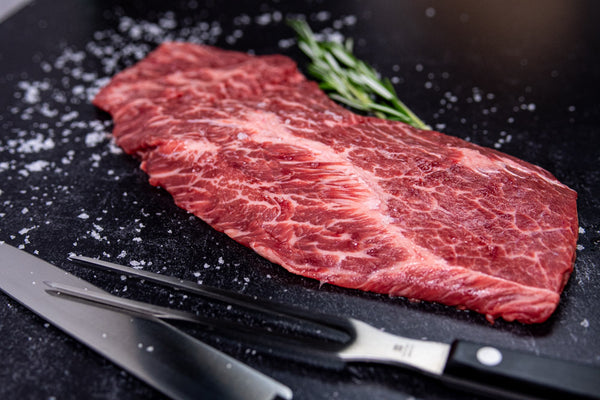 Certified ONYA® Beef flat iron steak is super tender as wagyu and full of marbling